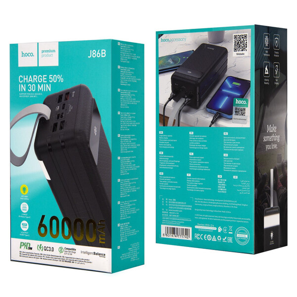 Внешний аккумулятор 60000mAh Hoco J86B (2700гсм) Внешний аккумулятор 60000mAh Hoco J86B (2700гсм)